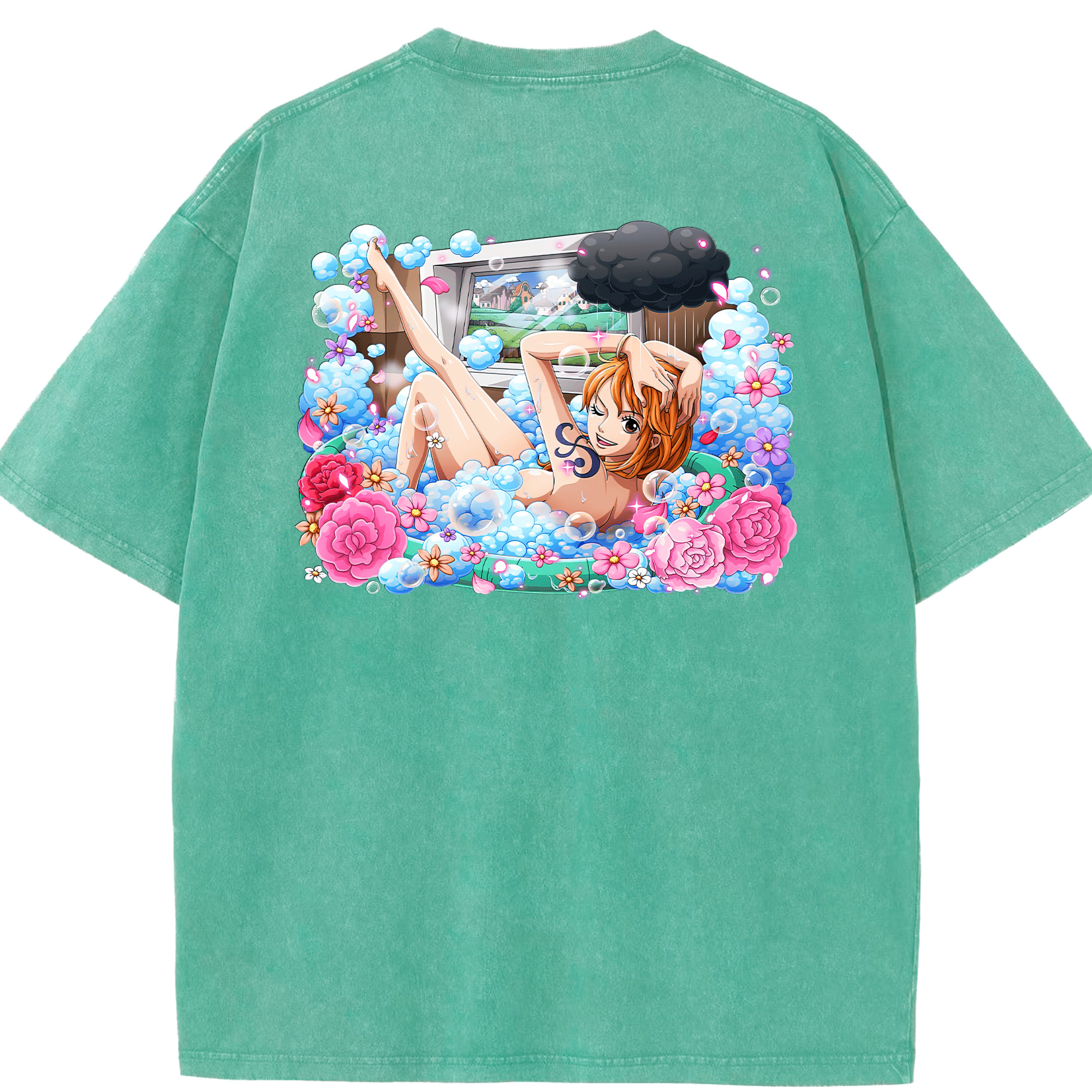 ワンピース ナミ ONE PIECE Nami 綿100% ヴィンテージ風 半袖Tシャツ（背面プリント）